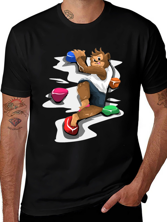 Monkey Climber Graphic Tee - Black Cotton Blend