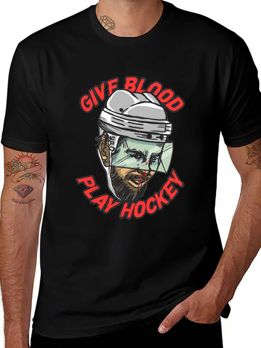 Give Blood Play Hockey Graphic T-Shirt