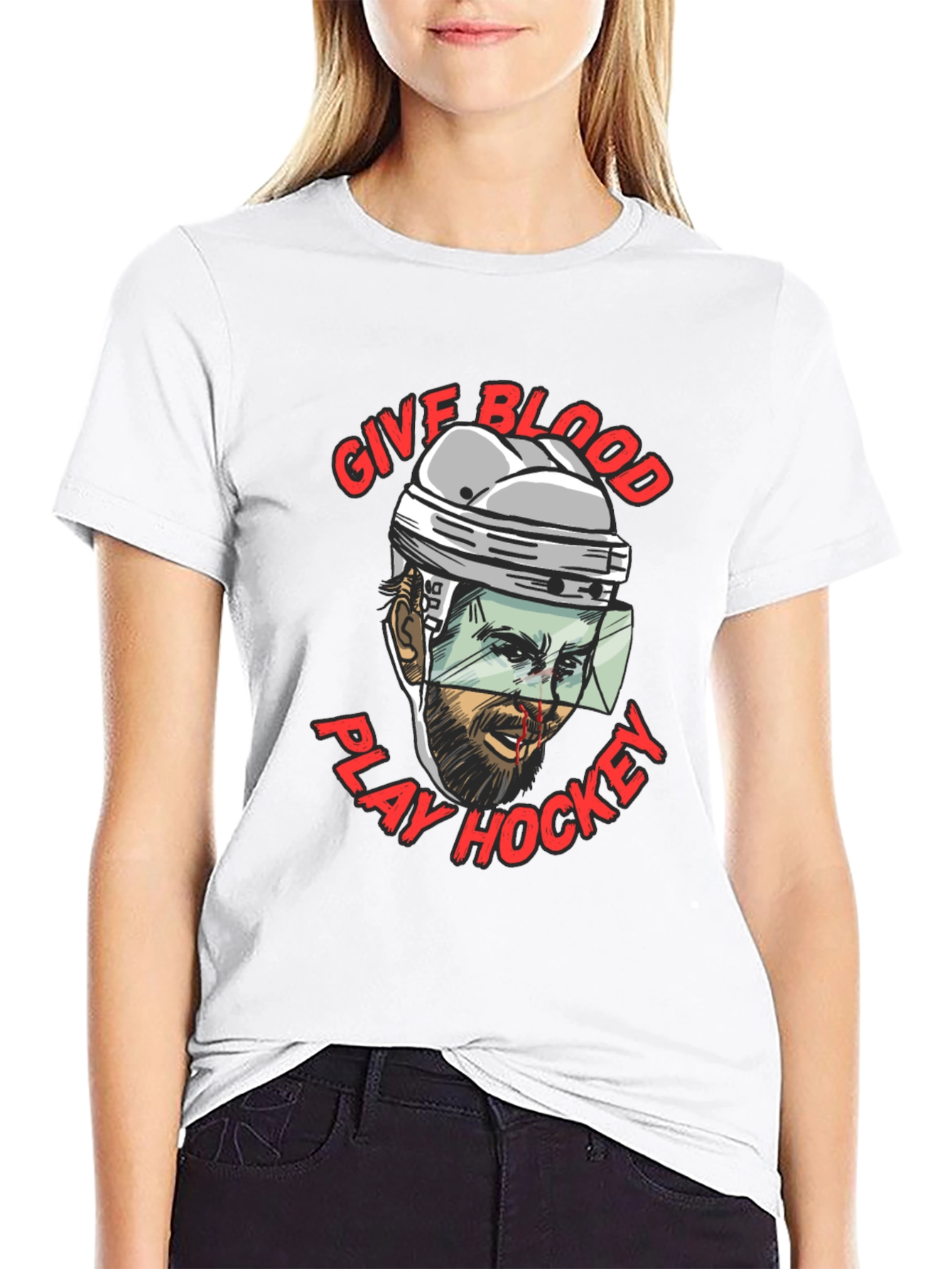 Give Blood Play Hockey Graphic T-Shirt