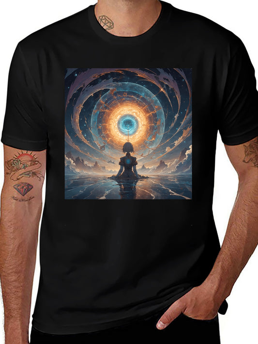 Abstract Vortex Graphic Tee - Black