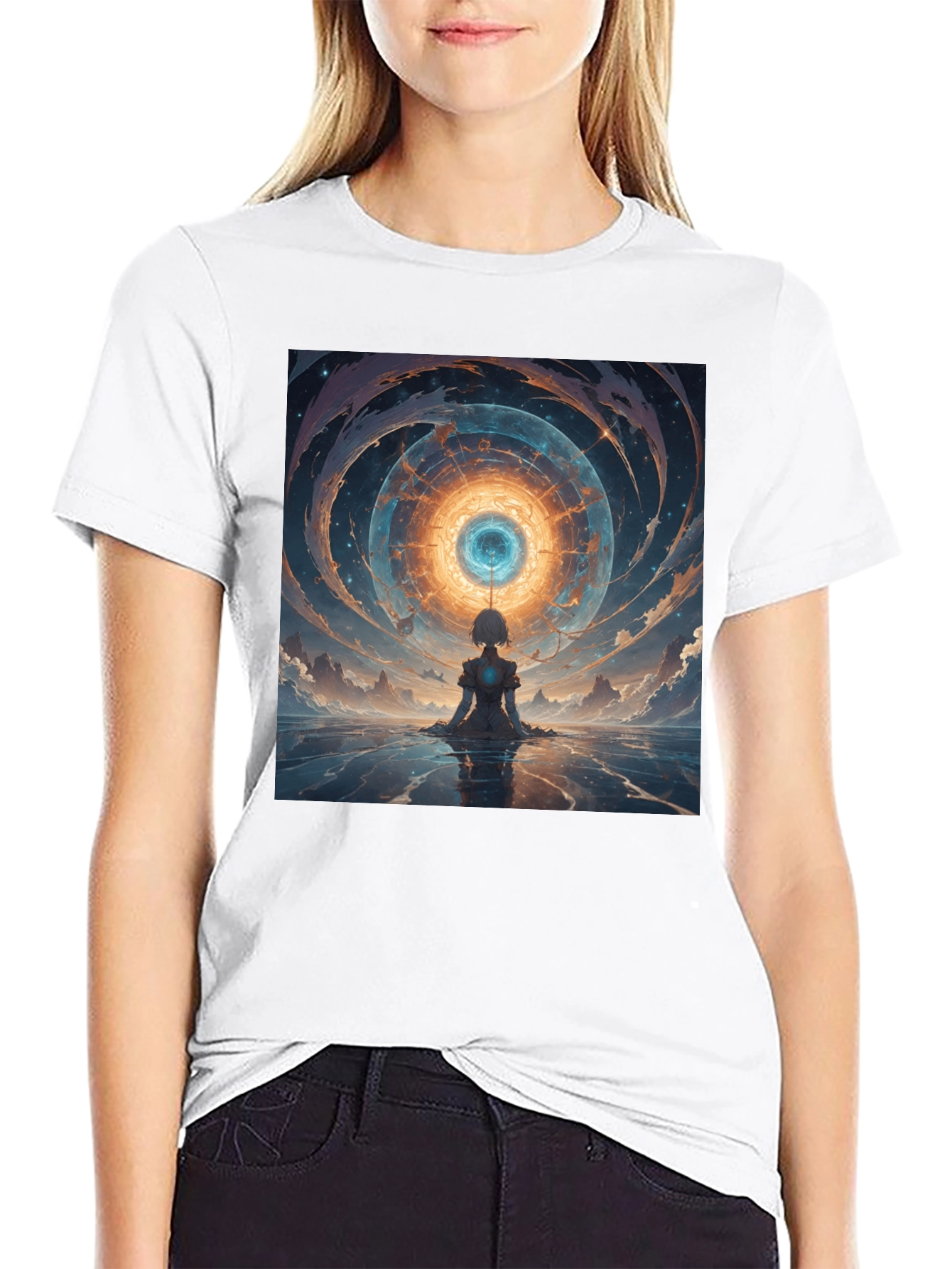 Abstract Vortex Graphic Tee - Black