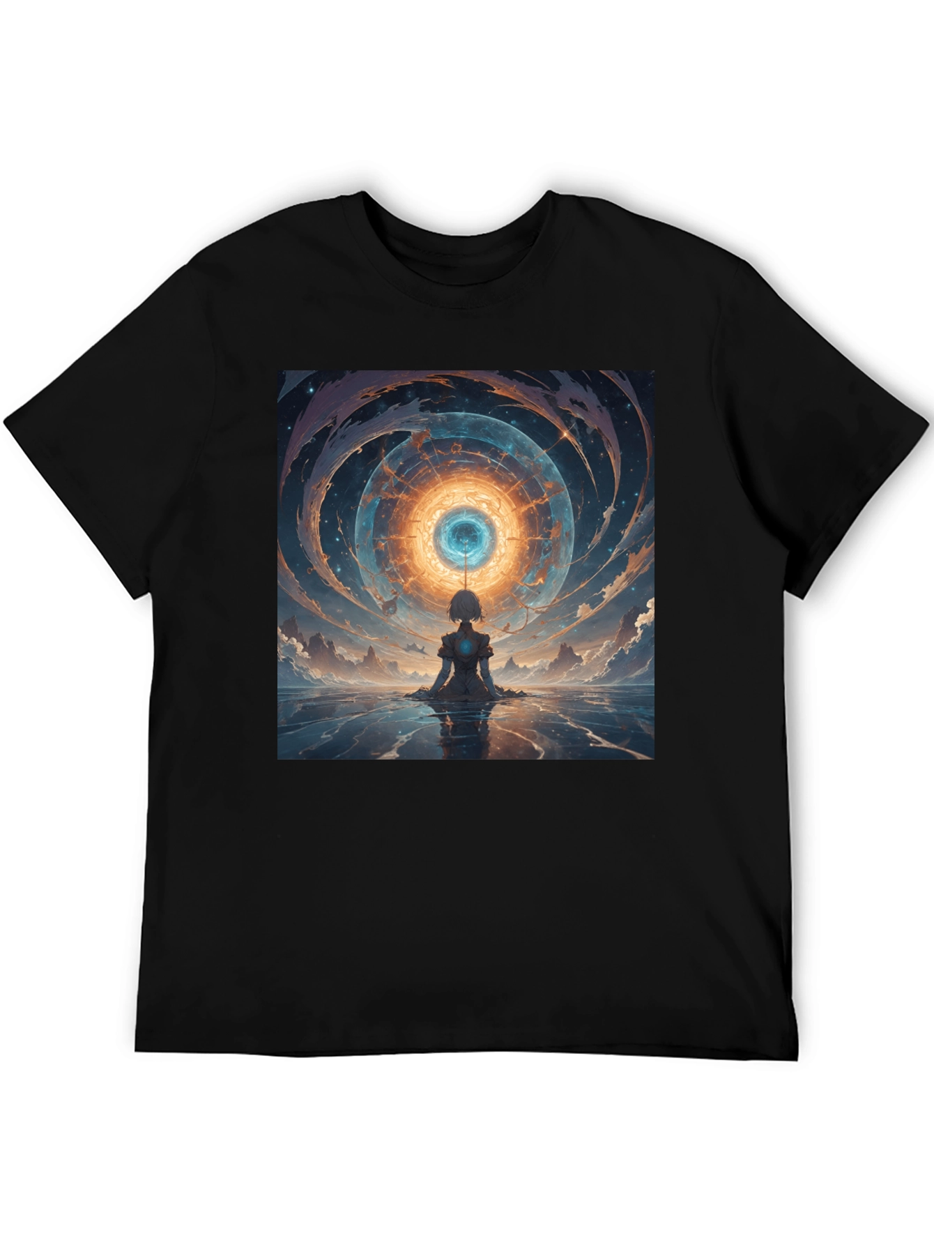 Abstract Vortex Graphic Tee - Black