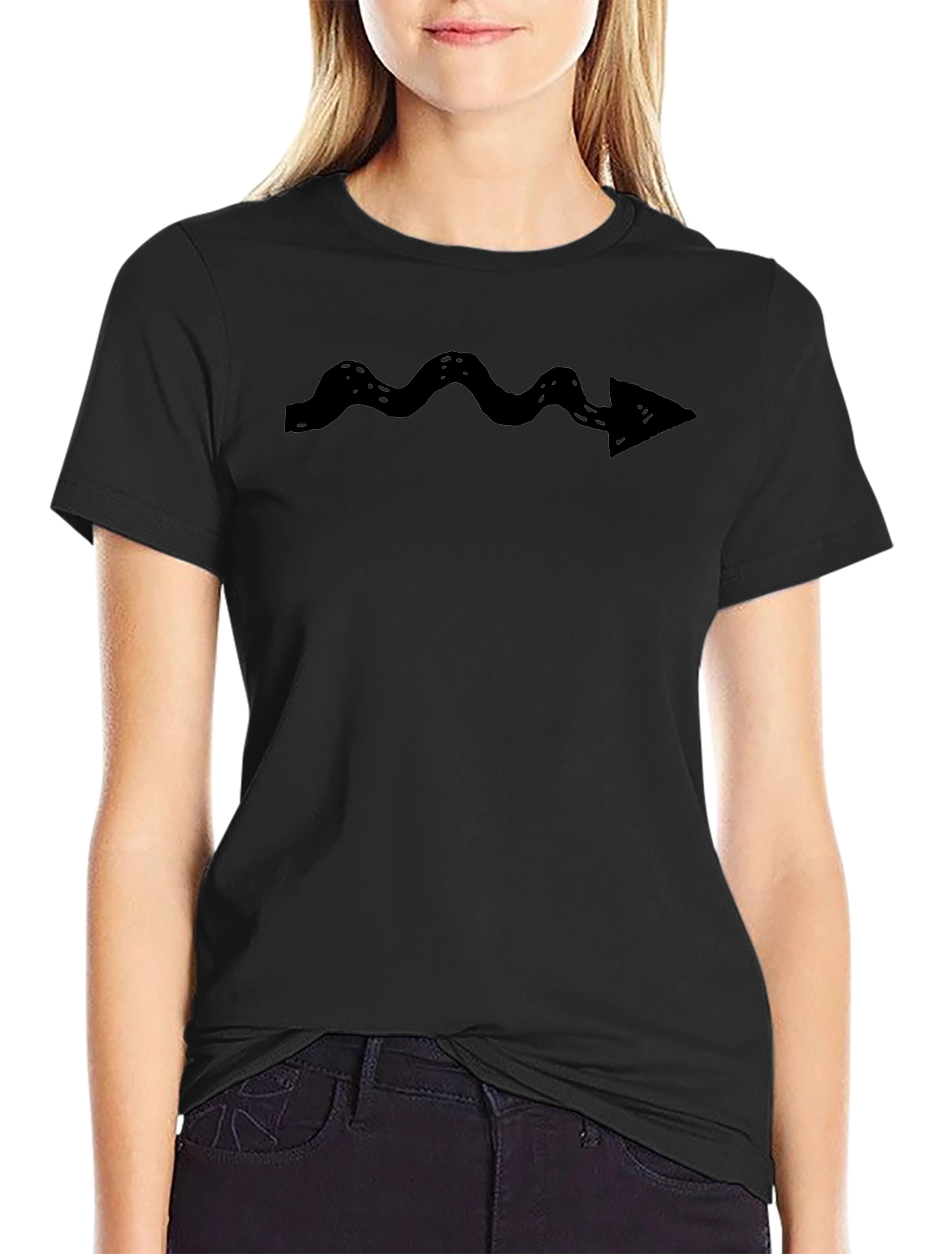 Wavy Arrow Graphic Tee - Black Casual Cotton Shirt