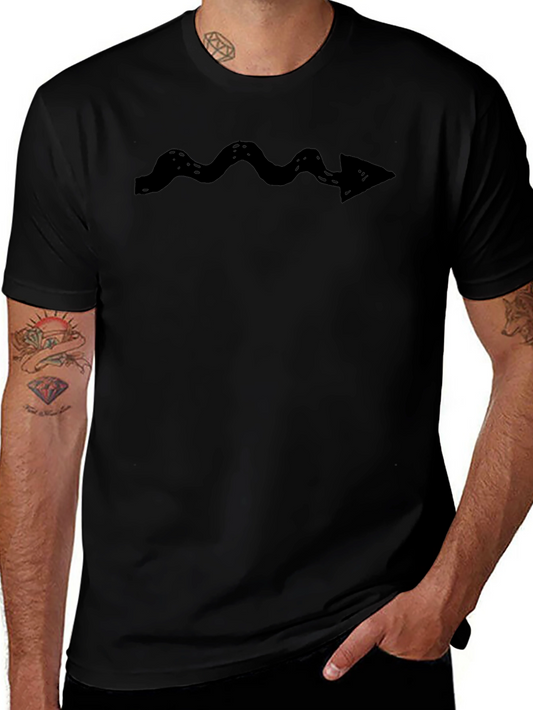 Wavy Arrow Graphic Tee - Black Casual Cotton Shirt
