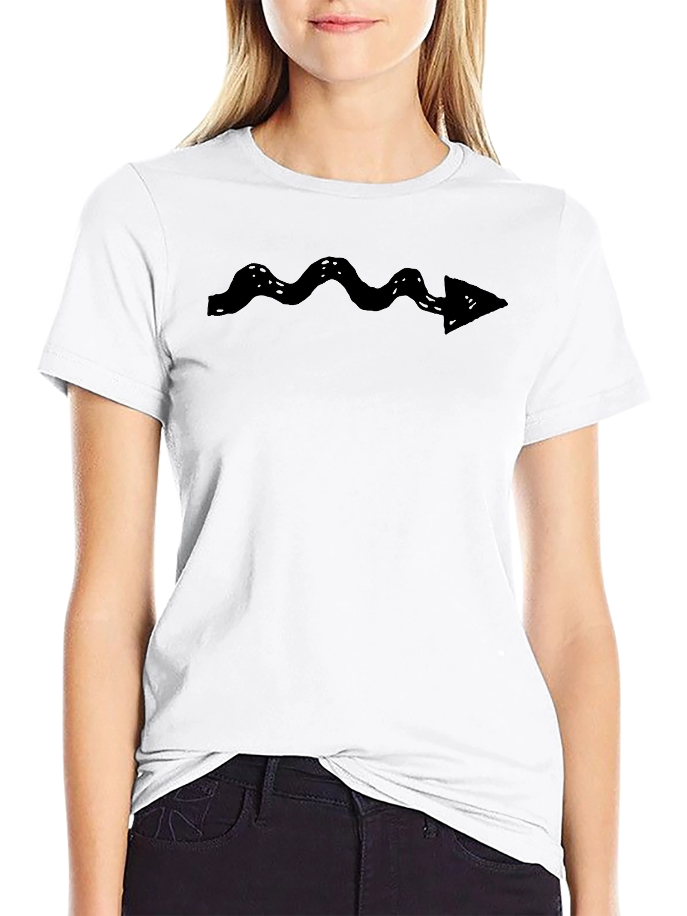 Wavy Arrow Graphic Tee - Black Casual Cotton Shirt