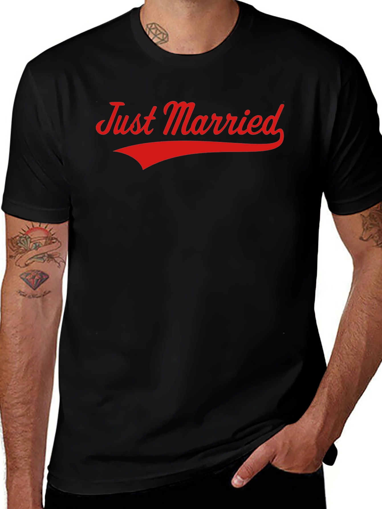 Just Married Graphic Tee - Black