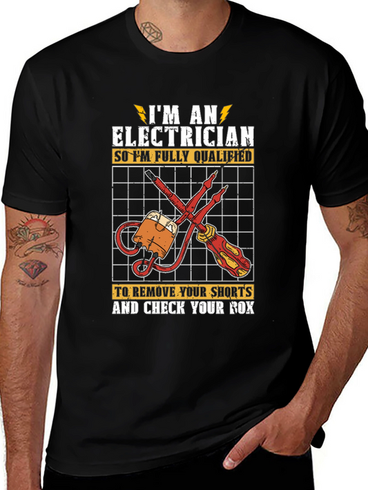 Electrician Humor Graphic T-Shirt - Qualified to Check Your Box