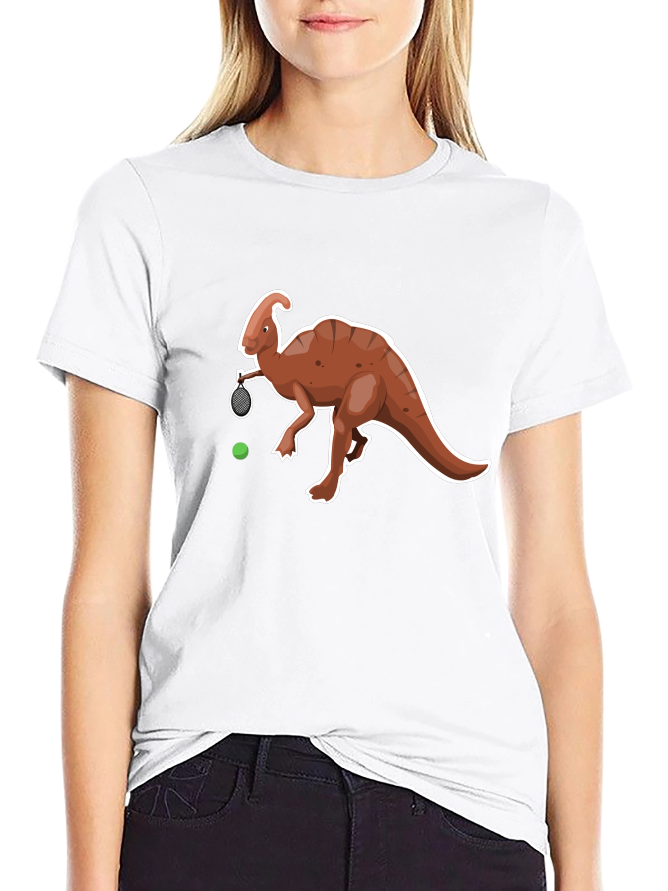 Dino Tennis T-Shirt - Funny Parasaurolophus Tee