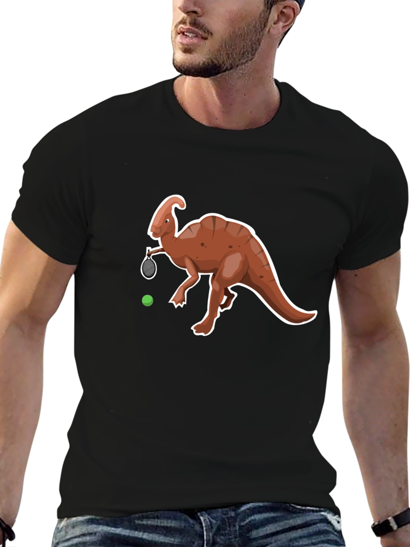 Dino Tennis T-Shirt - Funny Parasaurolophus Tee