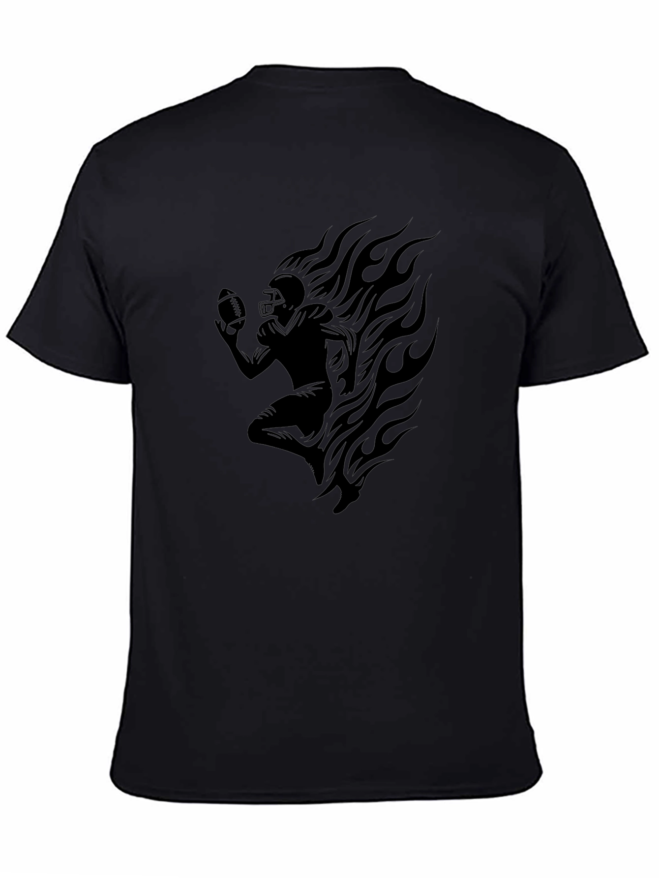Flaming Football Player Graphic T-Shirt