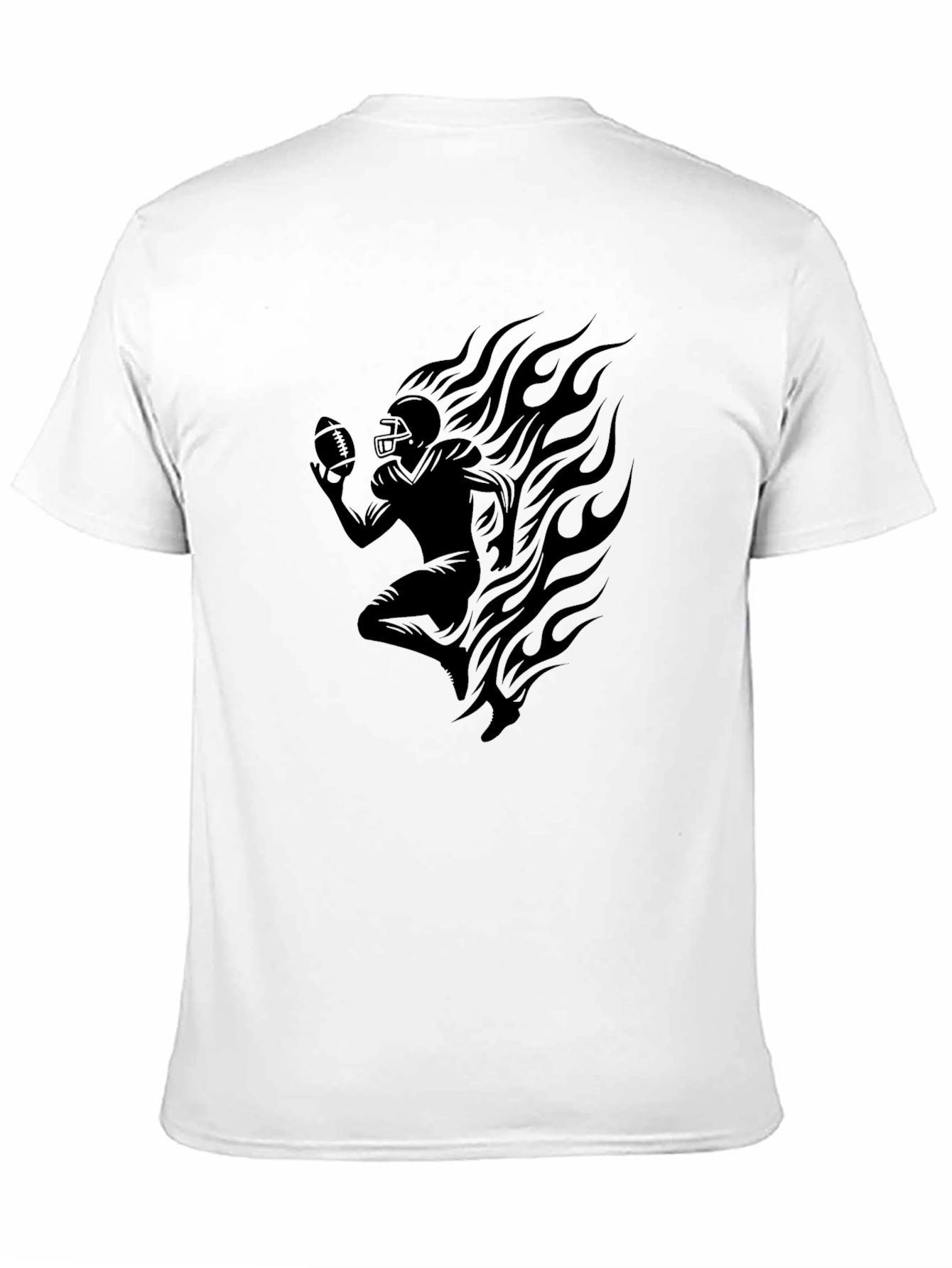 Flaming Football Player Graphic T-Shirt