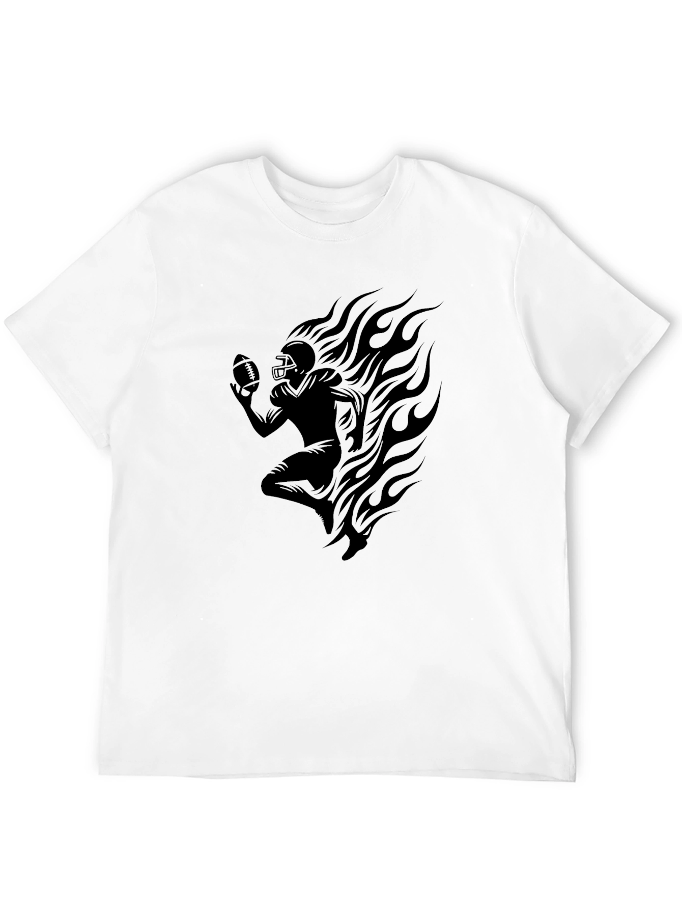 Flaming Football Player Graphic T-Shirt