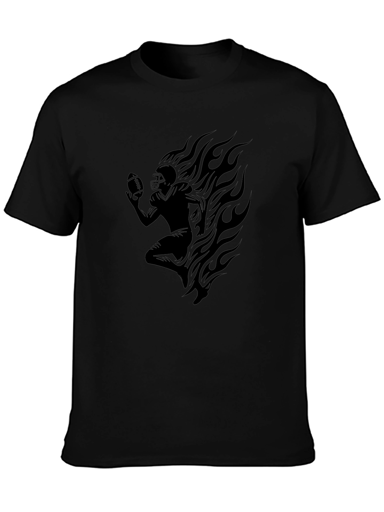 Flaming Football Player Graphic T-Shirt