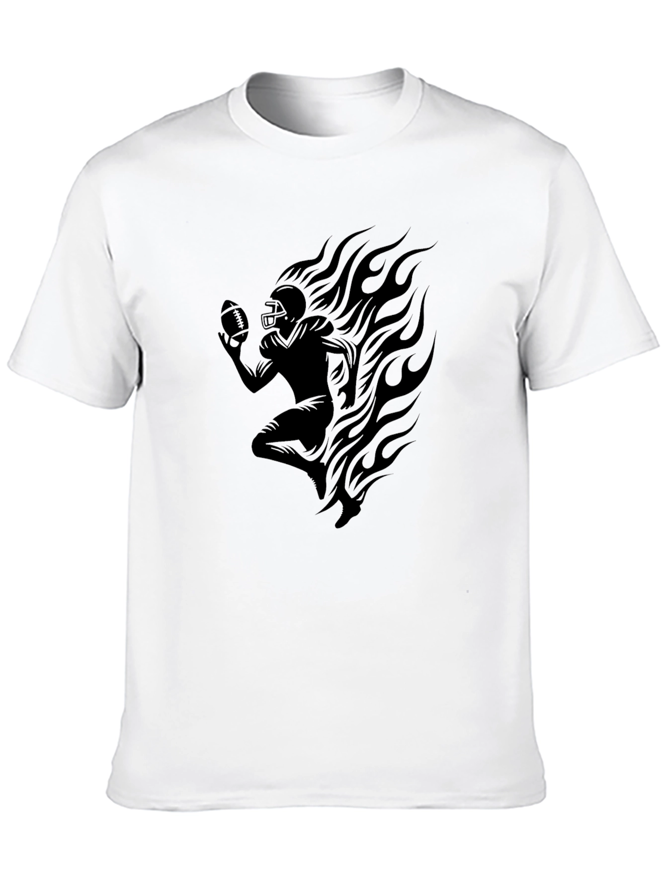 Flaming Football Player Graphic T-Shirt