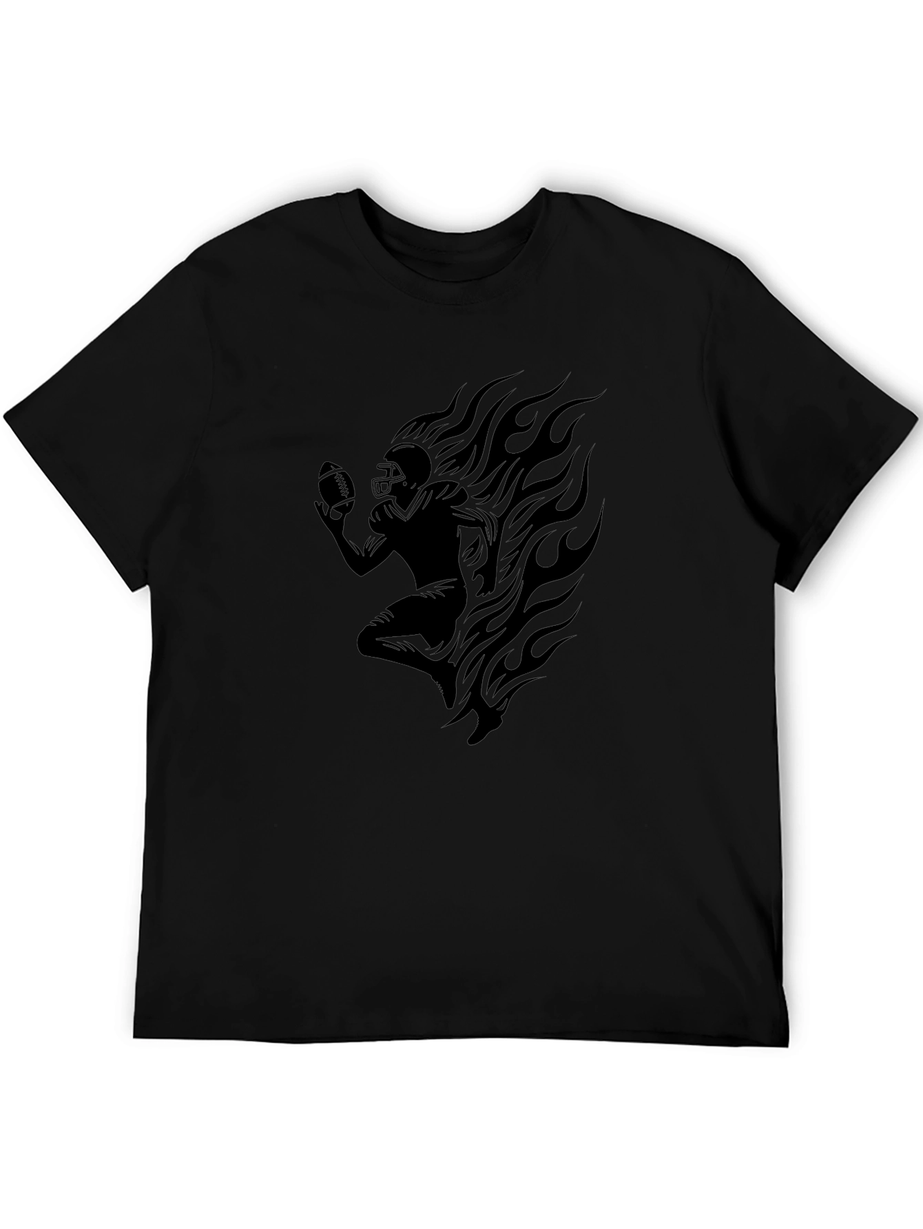 Flaming Football Player Graphic T-Shirt