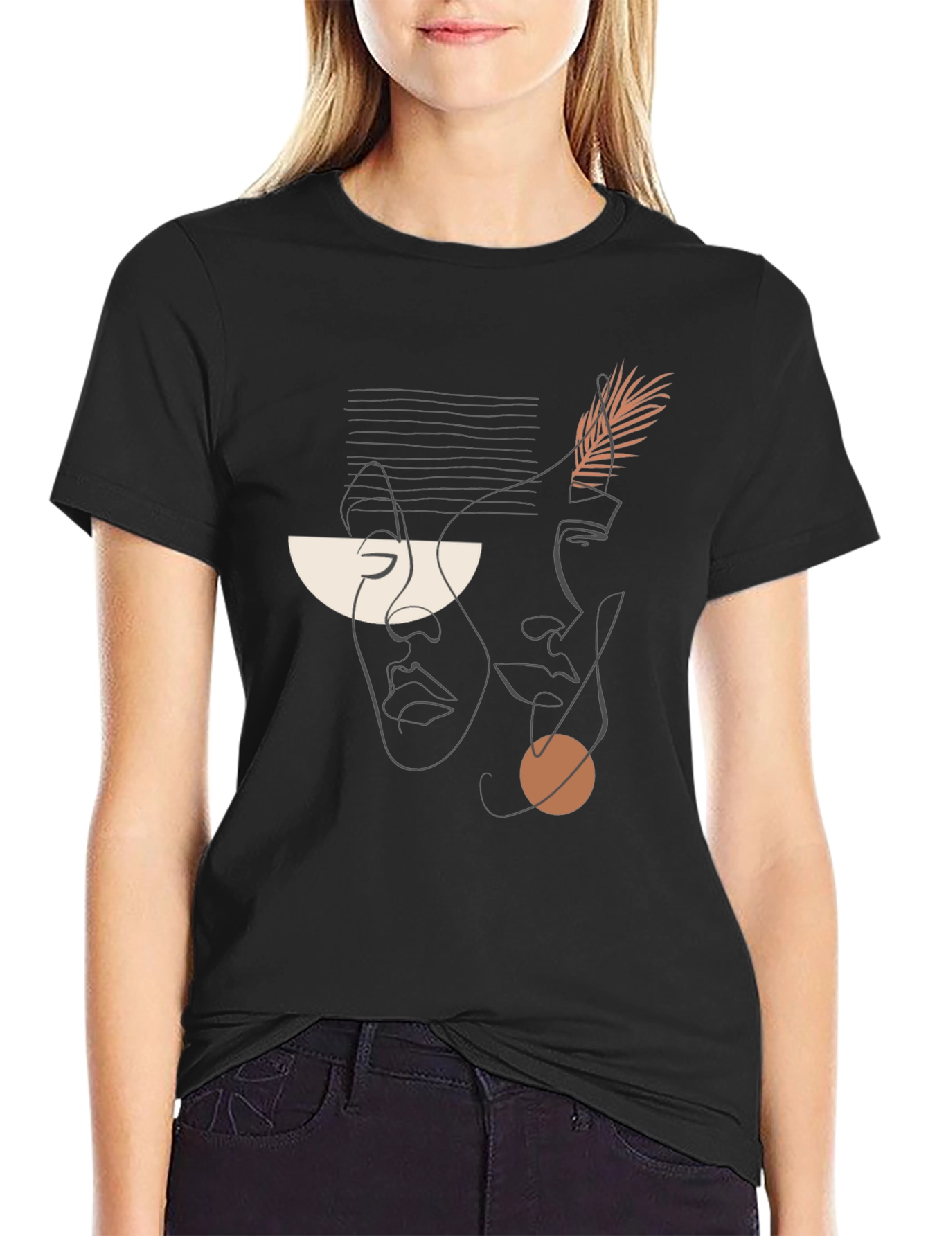 Abstract Faces Graphic Tee - Modern Art Shirt
