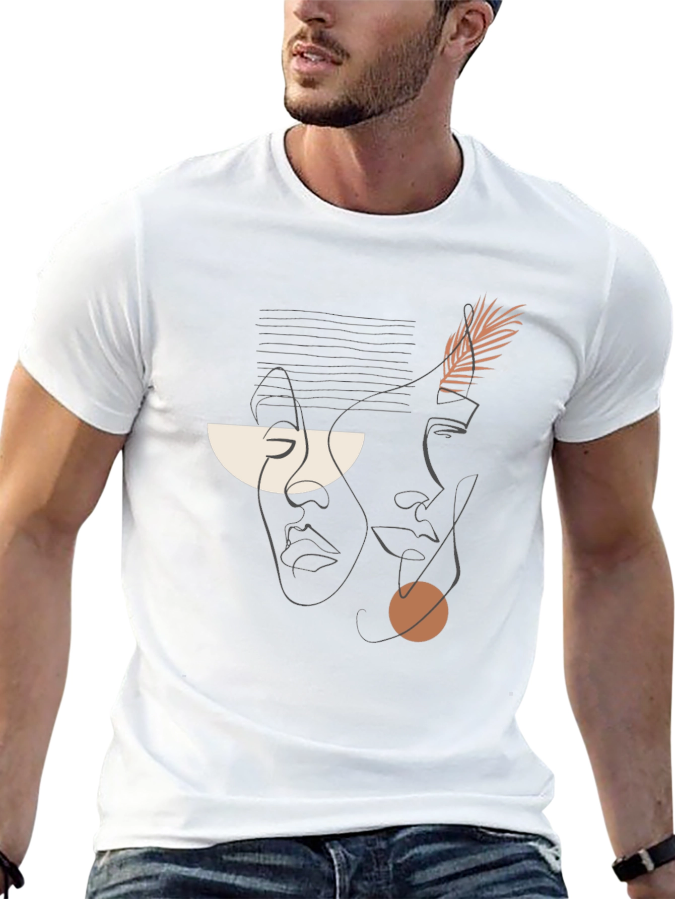 Abstract Faces Graphic Tee - Modern Art Shirt