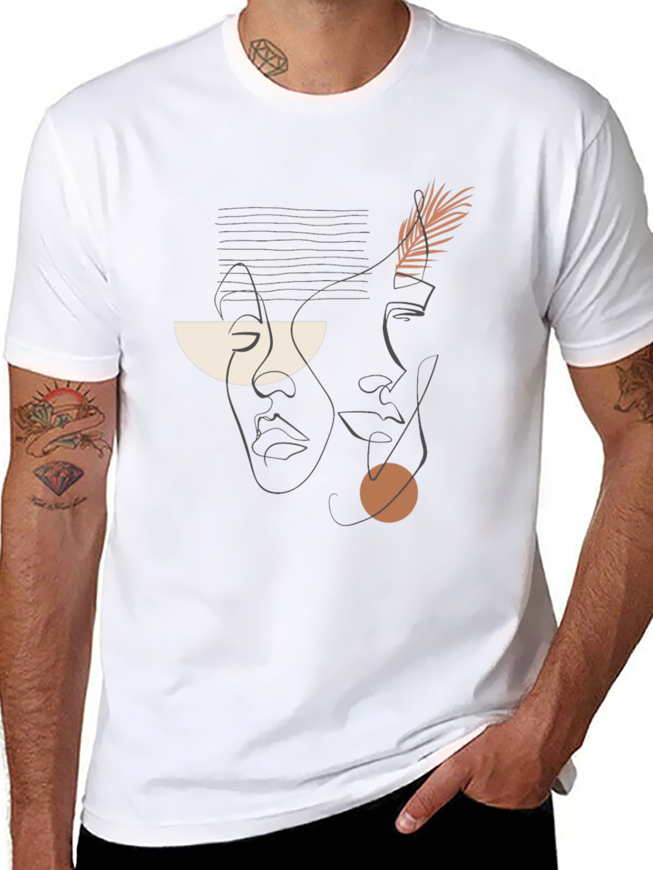 Abstract Faces Graphic Tee - Modern Art Shirt