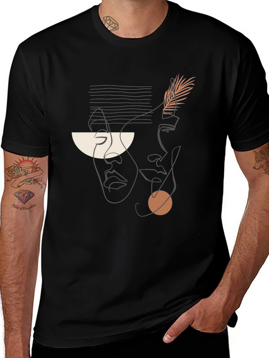 Abstract Faces Graphic Tee - Modern Art Shirt
