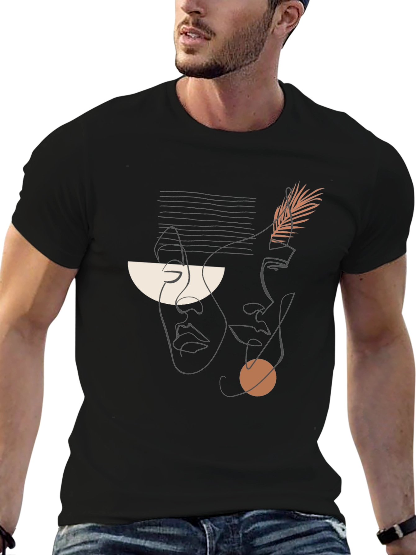 Abstract Faces Graphic Tee - Modern Art Shirt