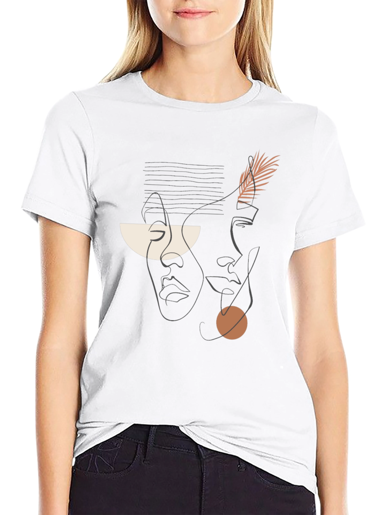 Abstract Faces Graphic Tee - Modern Art Shirt
