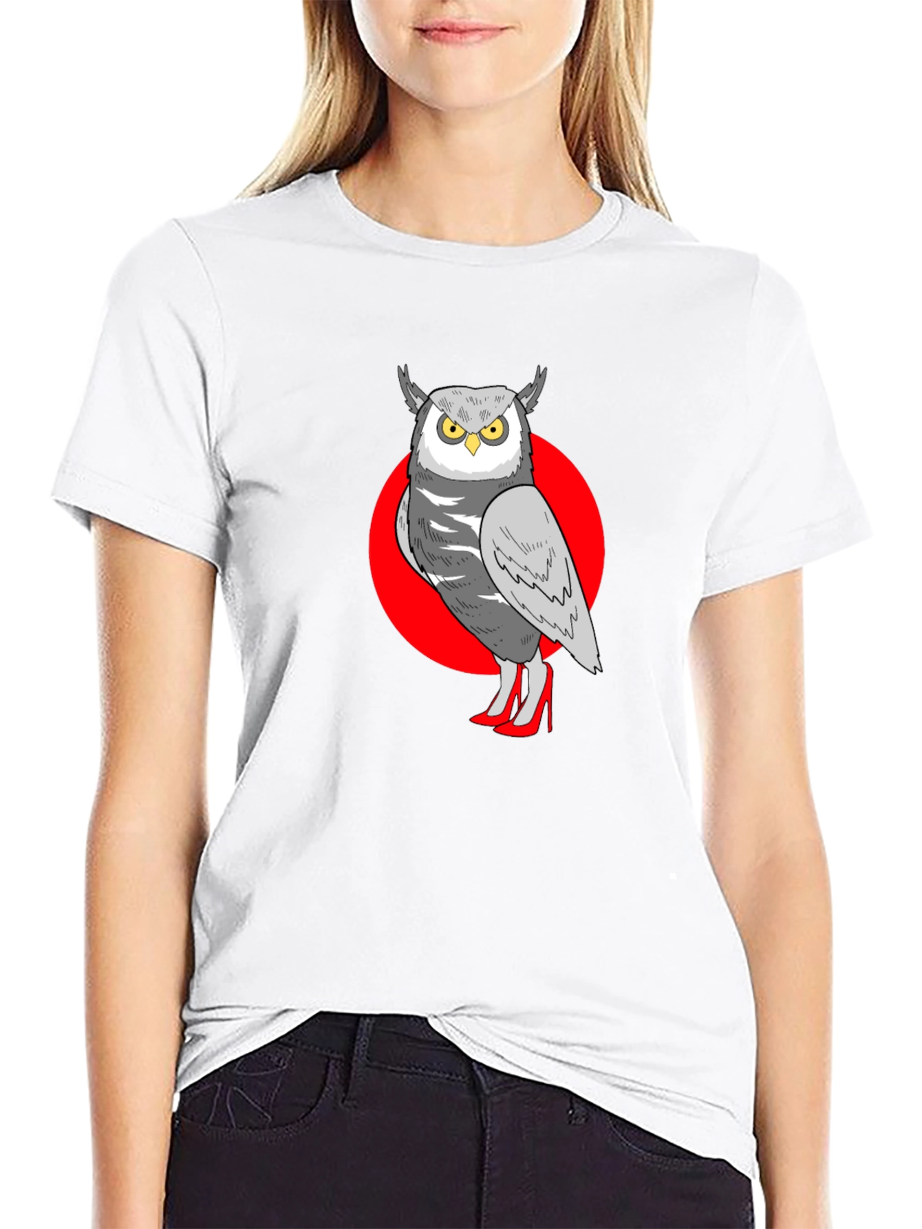 Owl in Heels Graphic Tee - Unisex Black T-Shirt