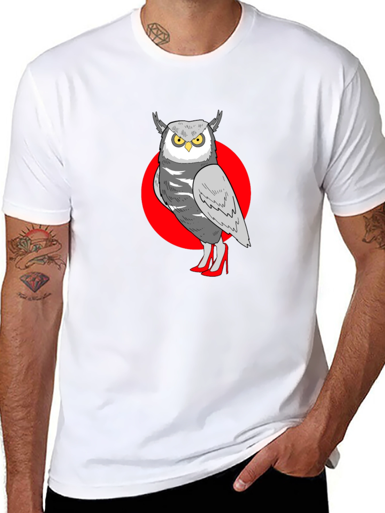 Owl in Heels Graphic Tee - Unisex Black T-Shirt