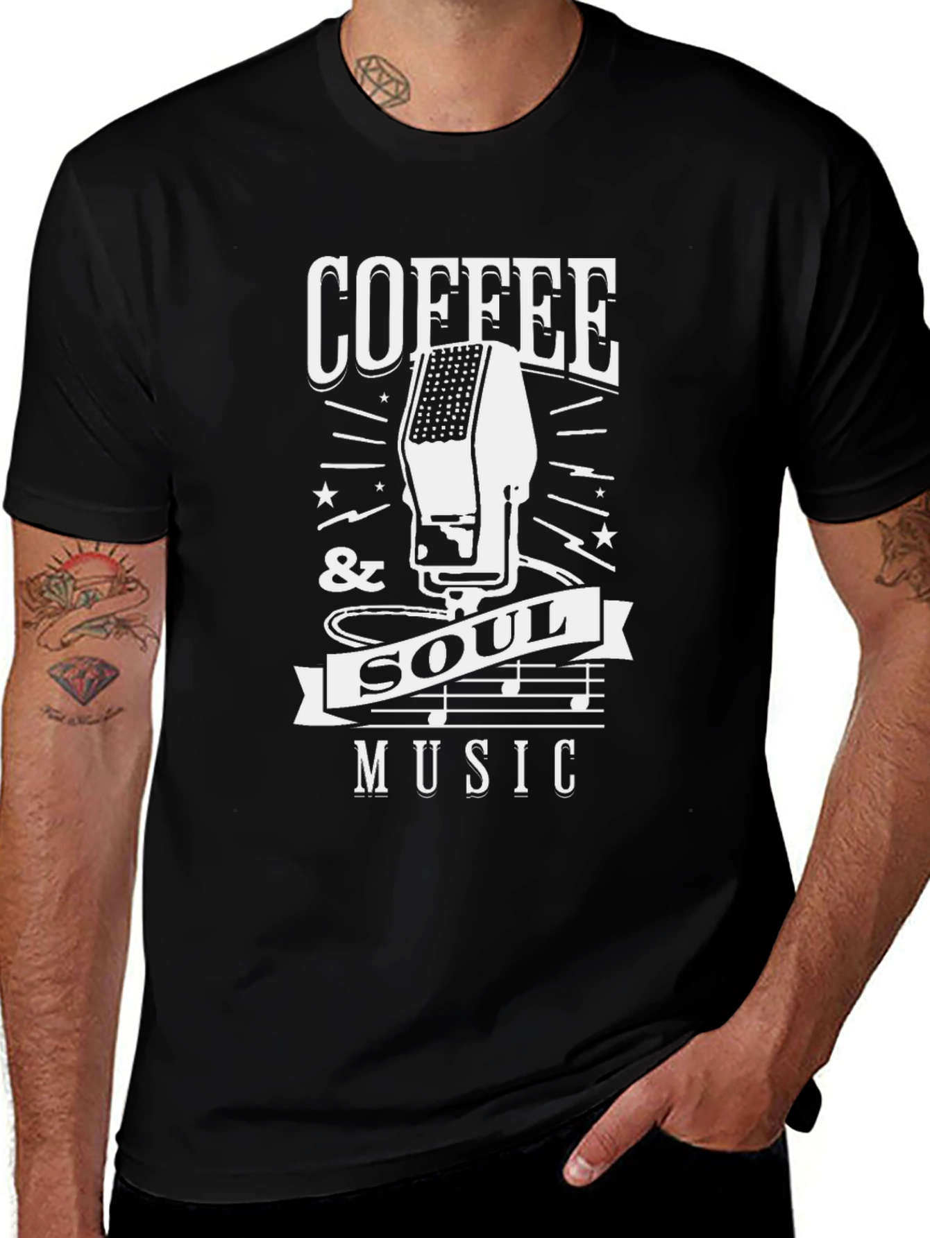 Coffee & Soul Music T-Shirt | Retro Microphone Design