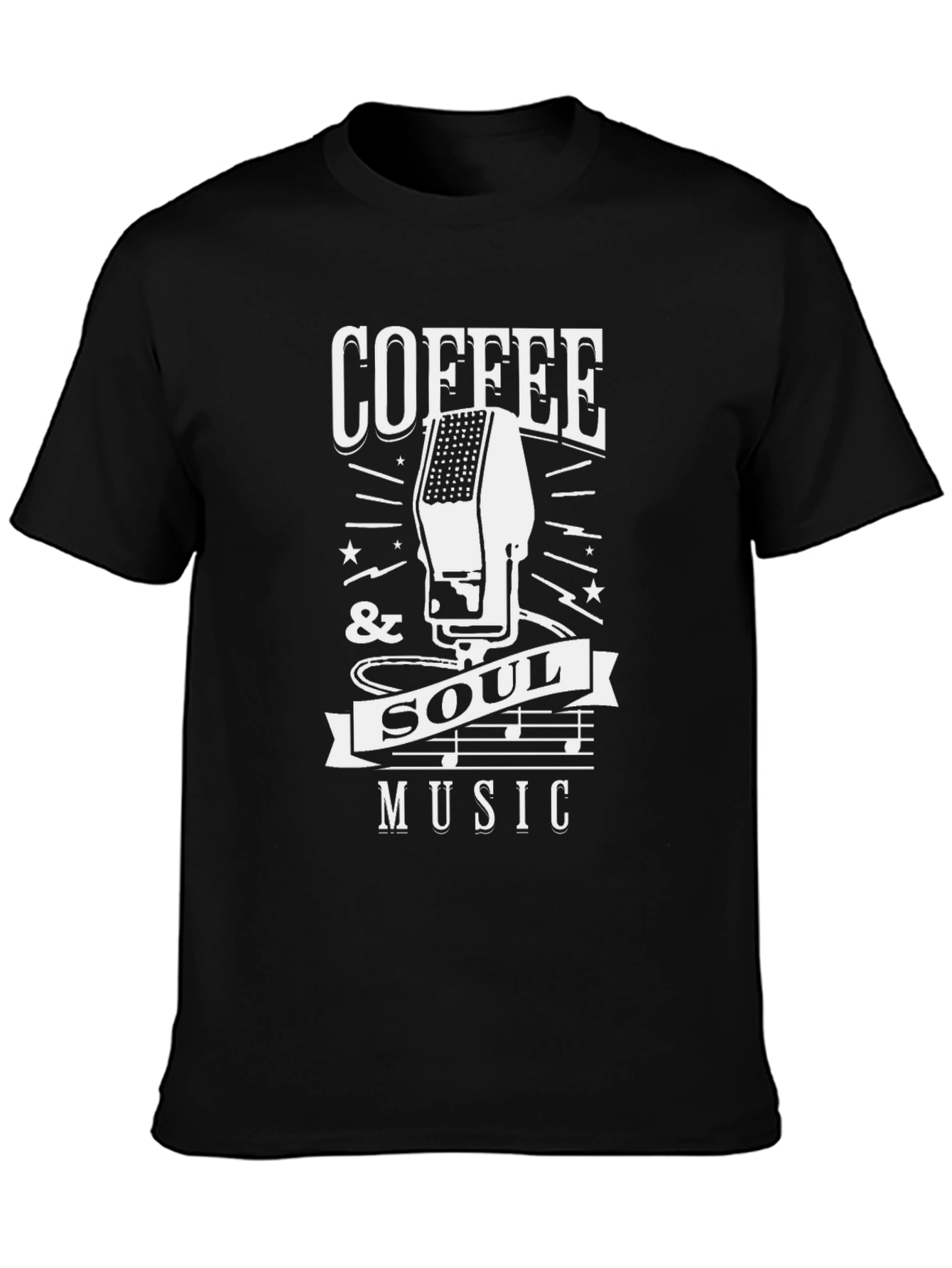 Coffee & Soul Music T-Shirt | Retro Microphone Design