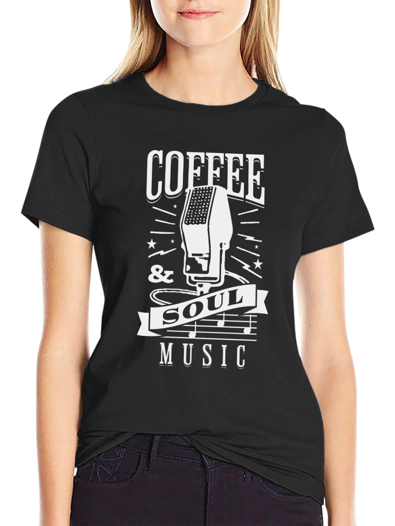 Coffee & Soul Music T-Shirt | Retro Microphone Design