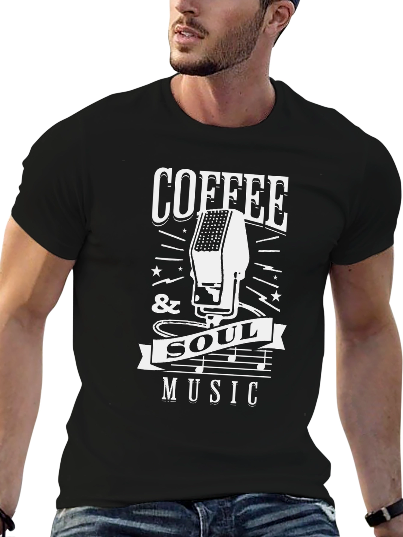 Coffee & Soul Music T-Shirt | Retro Microphone Design
