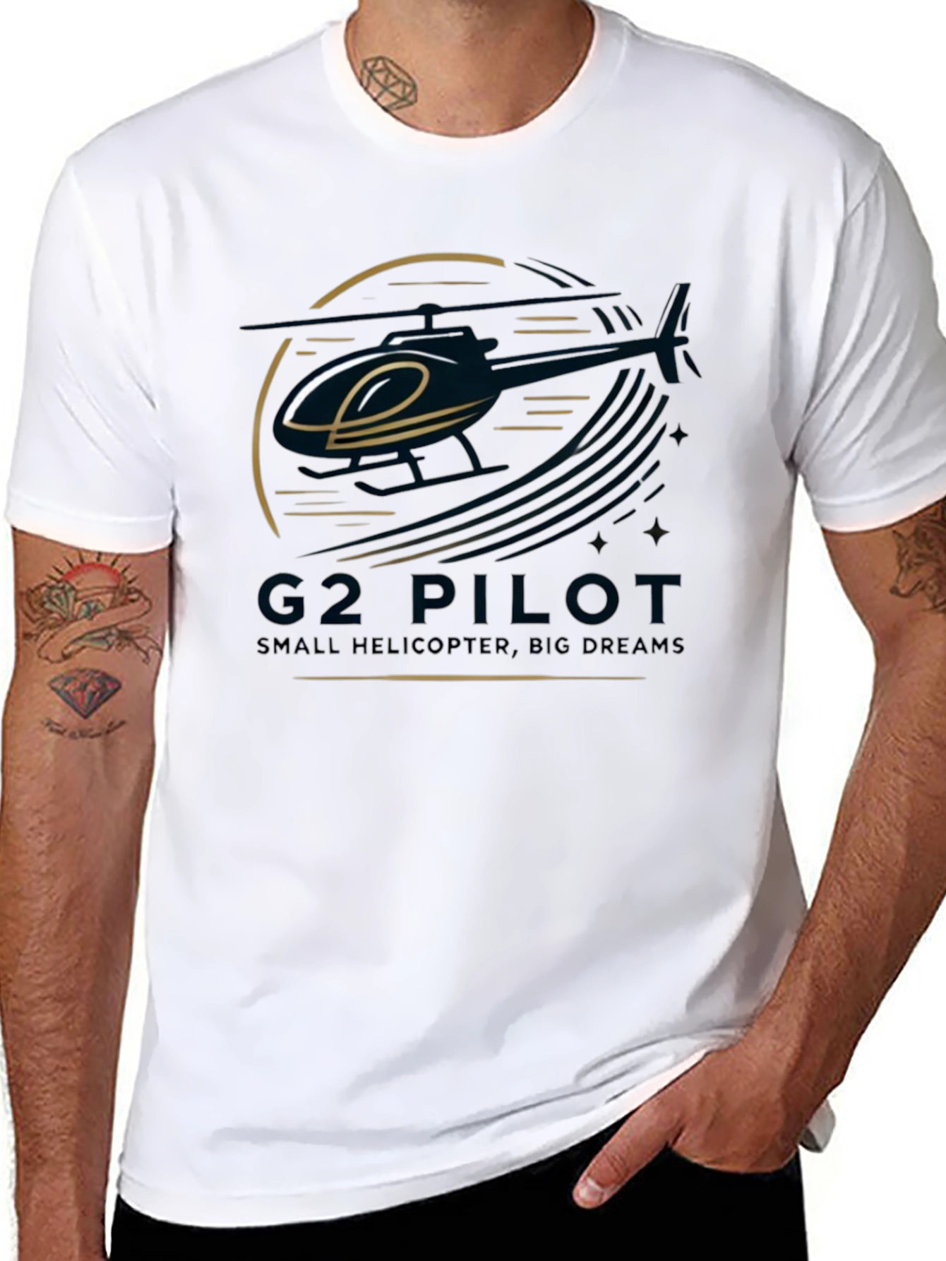 G2 Pilot Helicopter Graphic Black T-Shirt