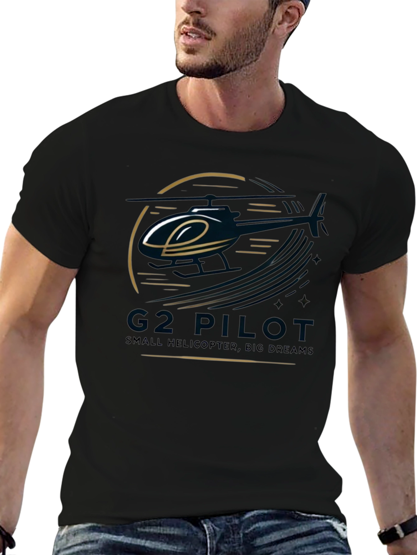 G2 Pilot Helicopter Graphic Black T-Shirt