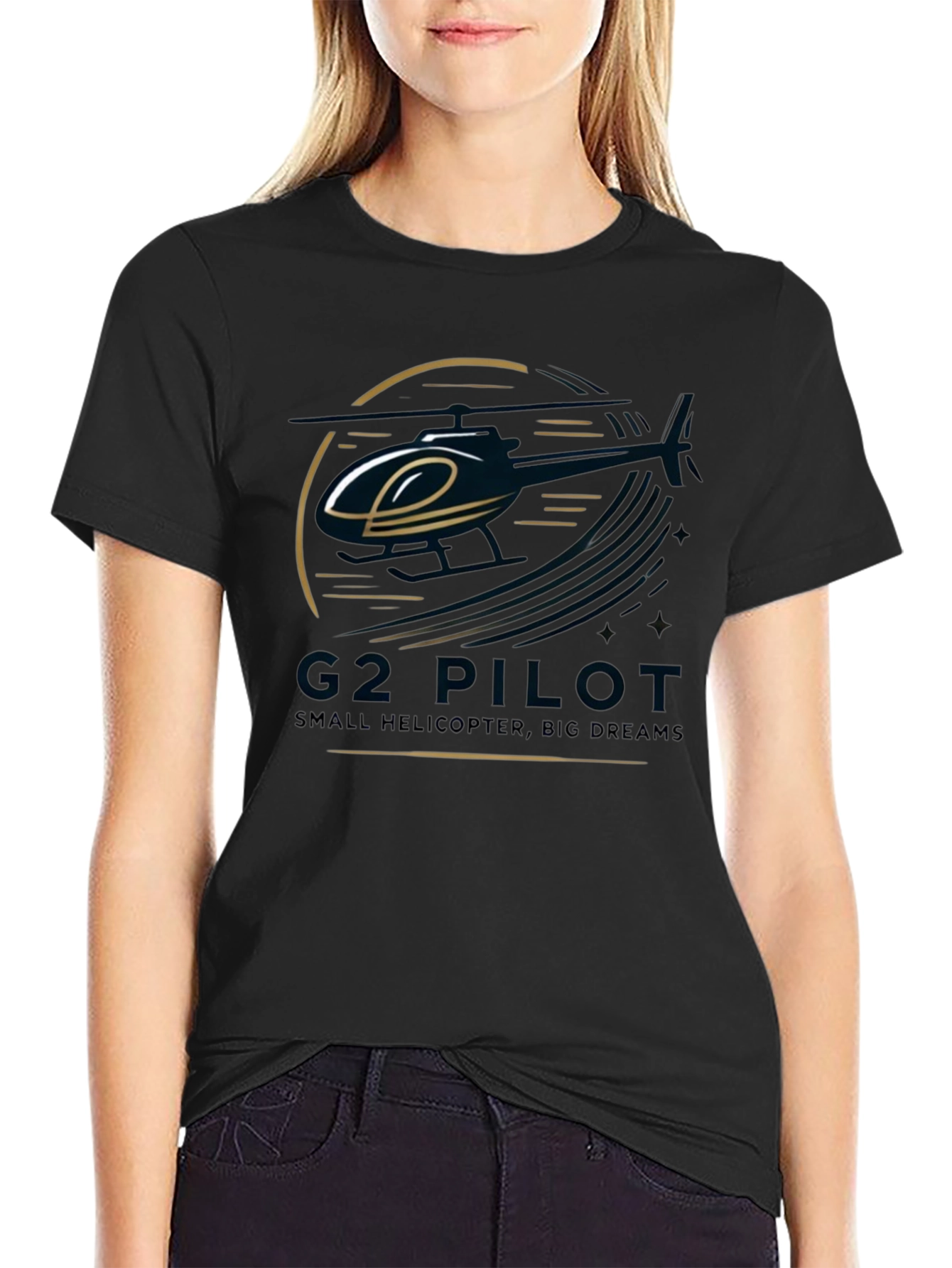 G2 Pilot Helicopter Graphic Black T-Shirt