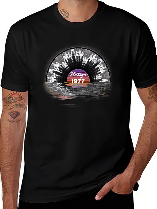 Vintage 1977 Vinyl Record Graphic Tee