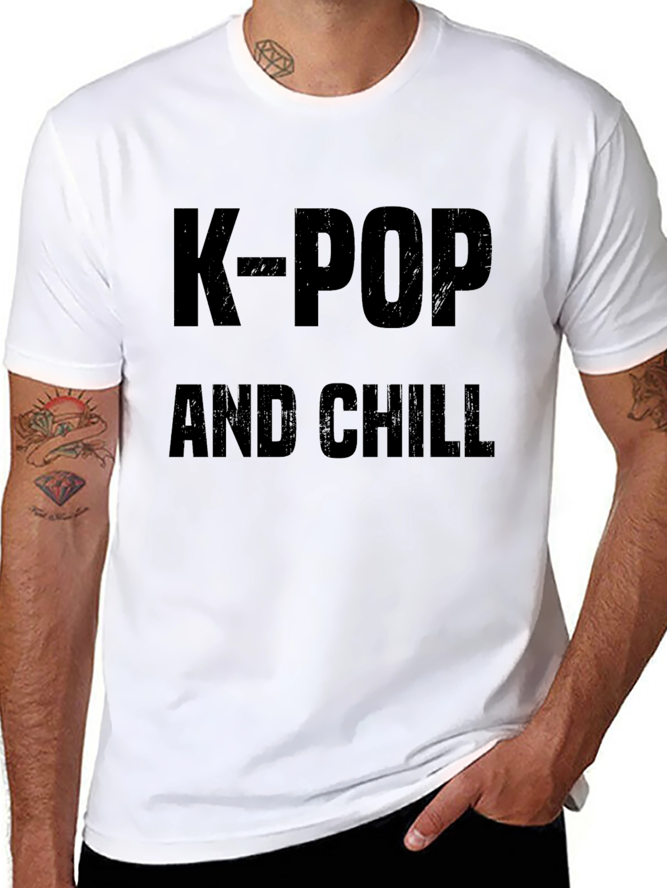 K-Pop and Chill Black Graphic T-Shirt
