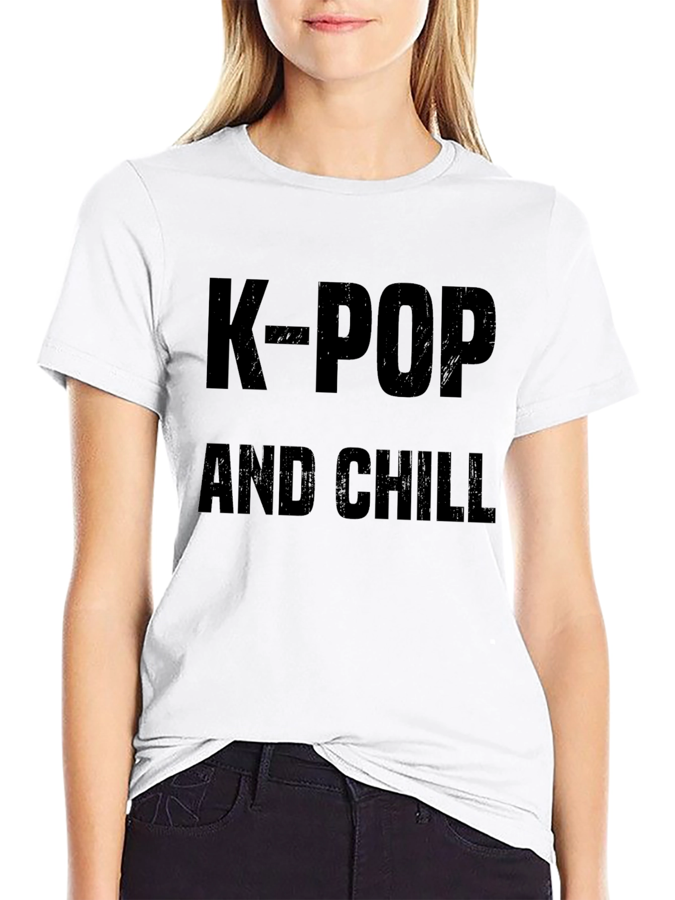 K-Pop and Chill Black Graphic T-Shirt
