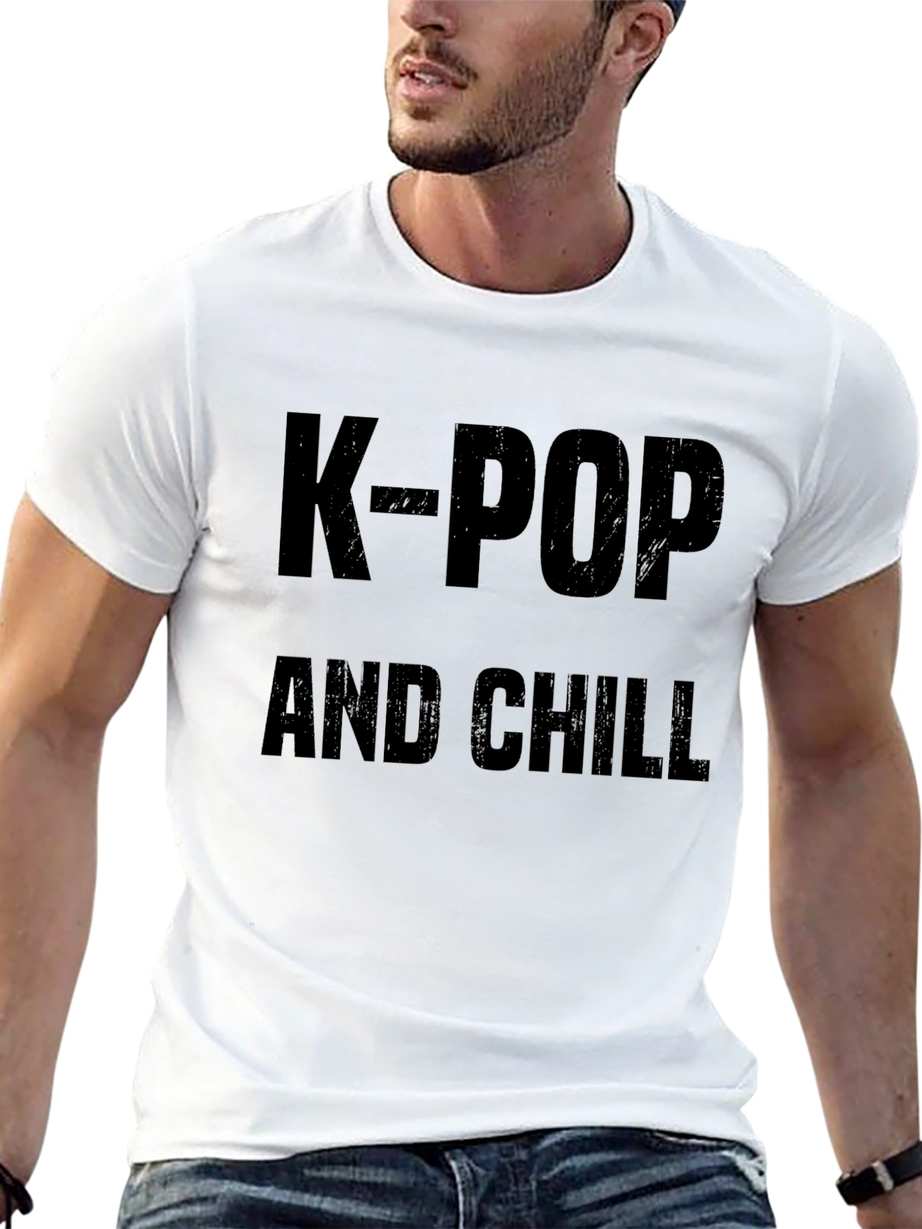 K-Pop and Chill Black Graphic T-Shirt