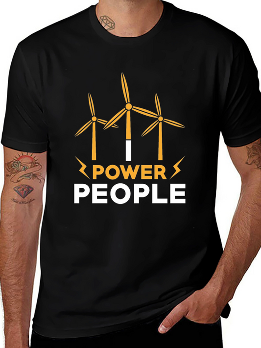 I Power People Wind Turbine Graphic T-Shirt