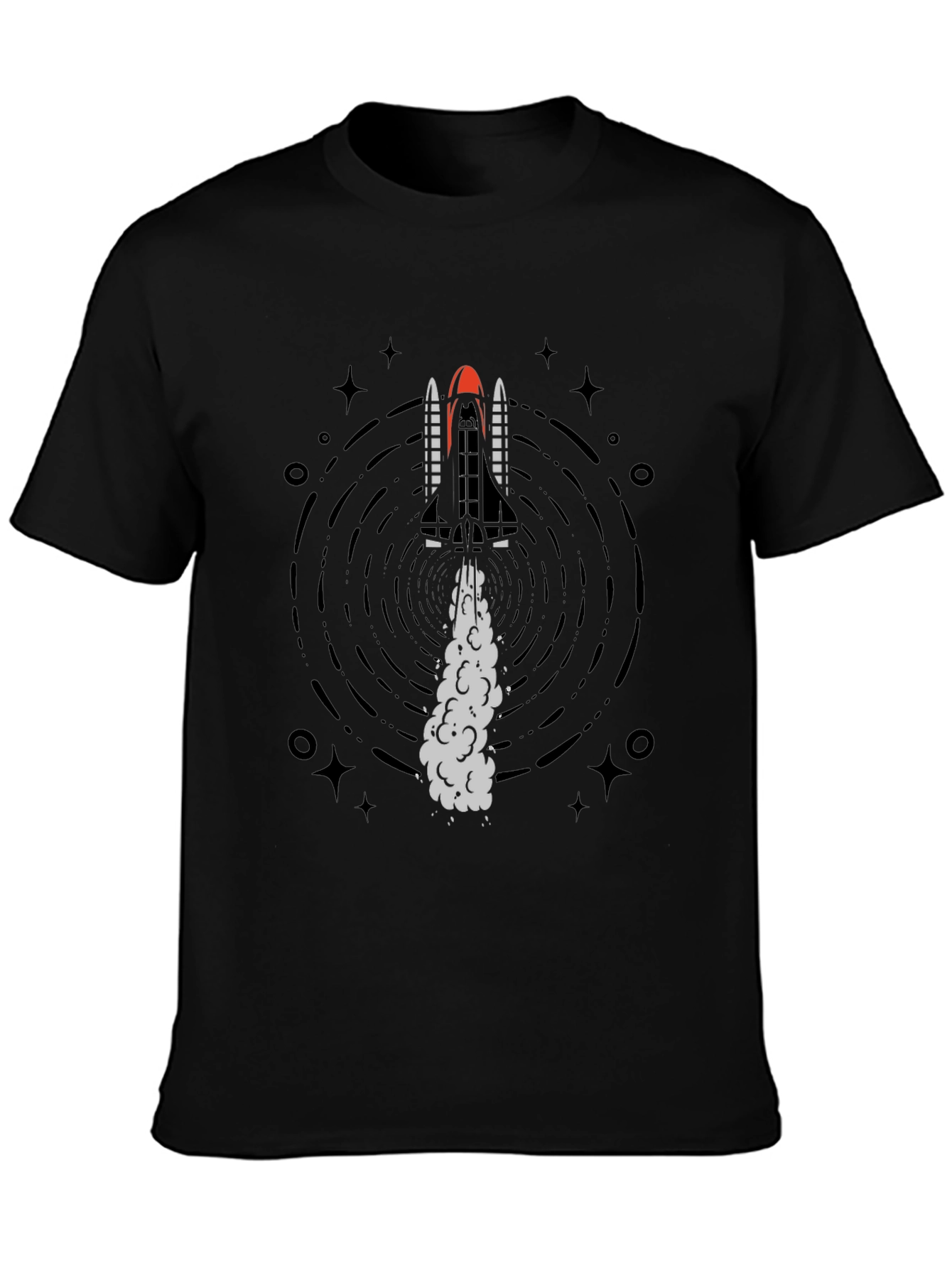 Rocket Launch Graphic Tee - Black Cotton T-Shirt
