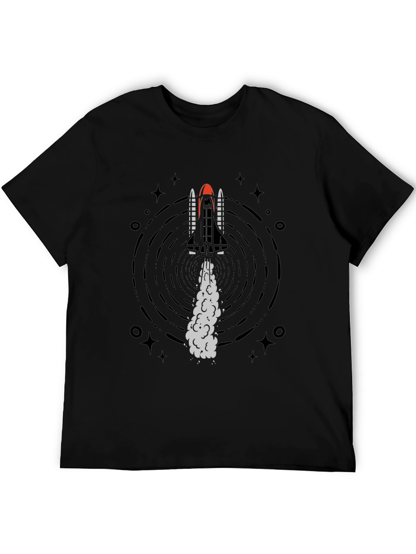 Rocket Launch Graphic Tee - Black Cotton T-Shirt