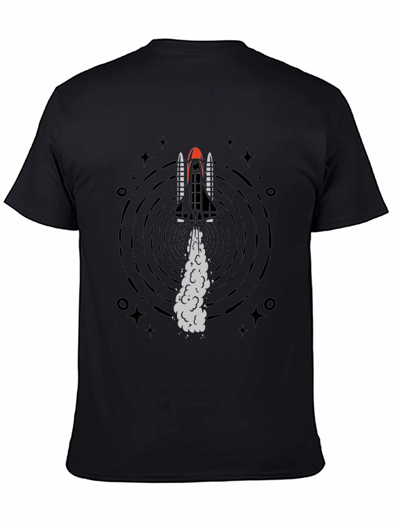Rocket Launch Graphic Tee - Black Cotton T-Shirt