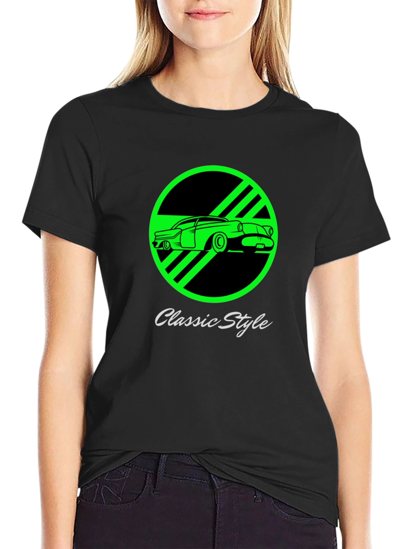 Classic Style Car Graphic Tee - Black
