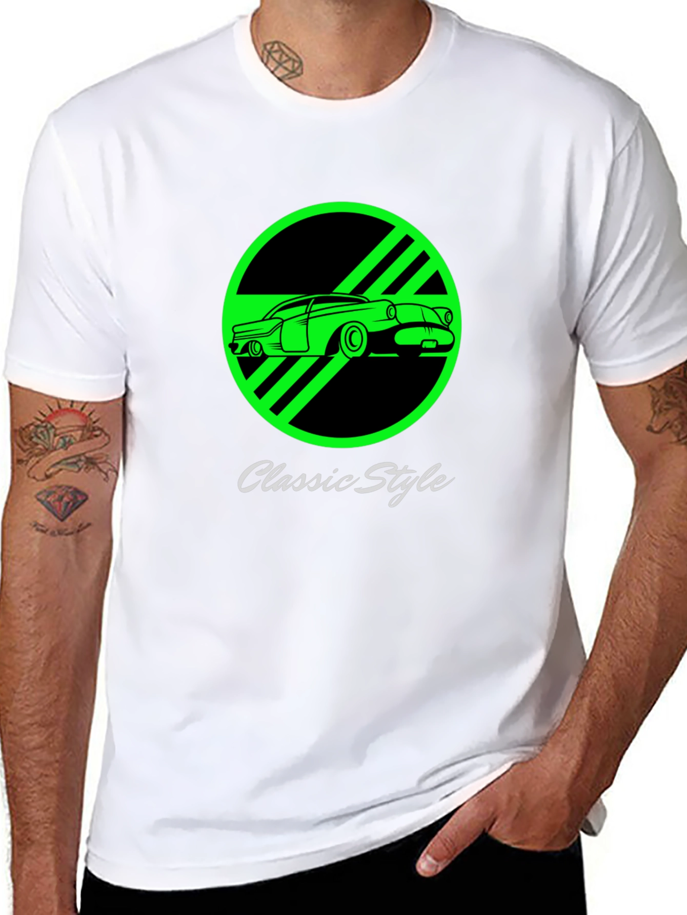 Classic Style Car Graphic Tee - Black