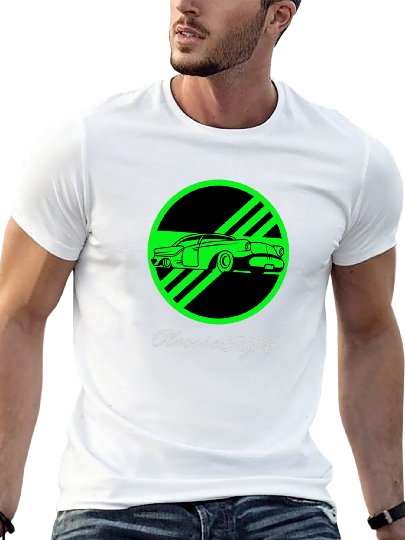 Classic Style Car Graphic Tee - Black