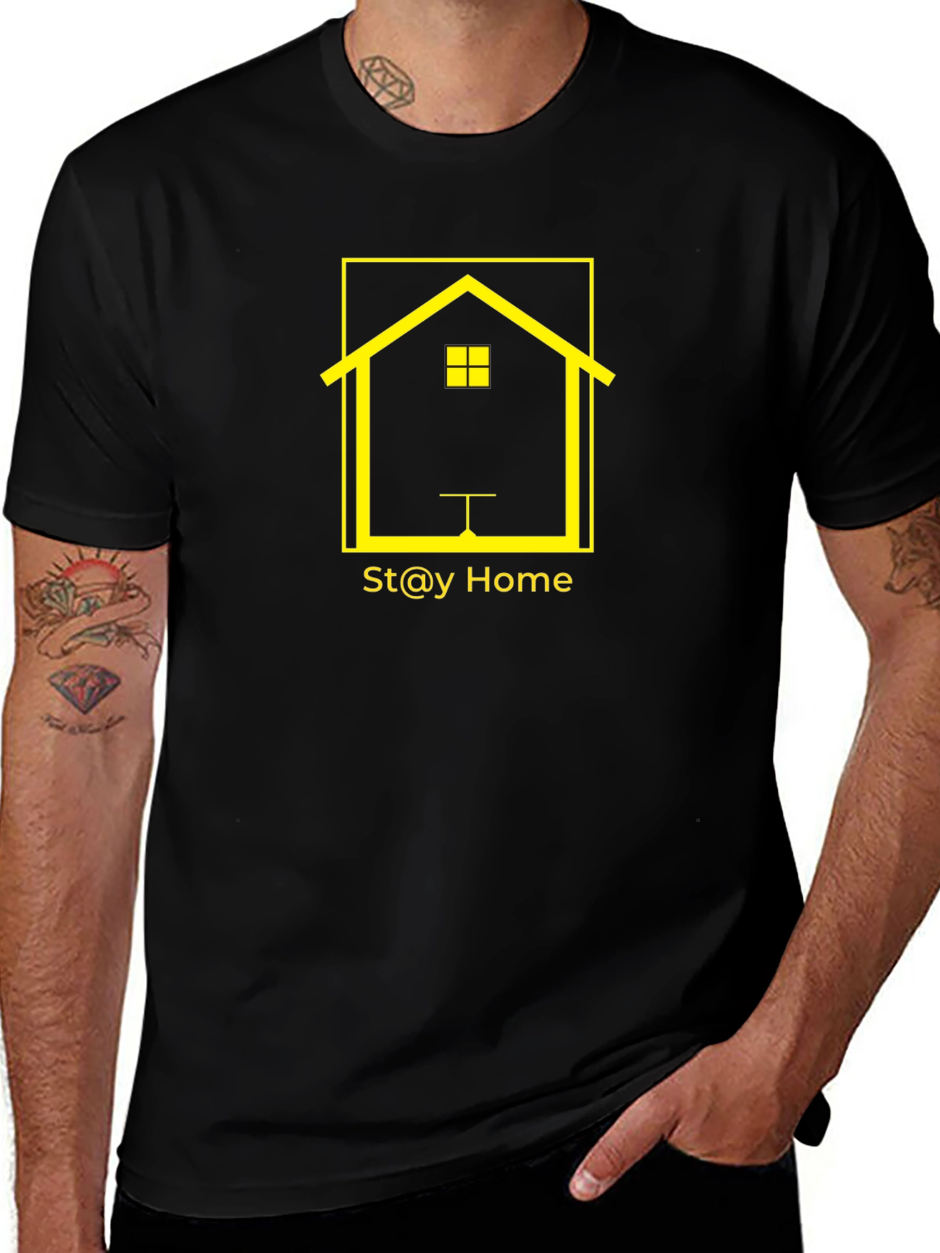 Stay Home Graphic T-Shirt - Black