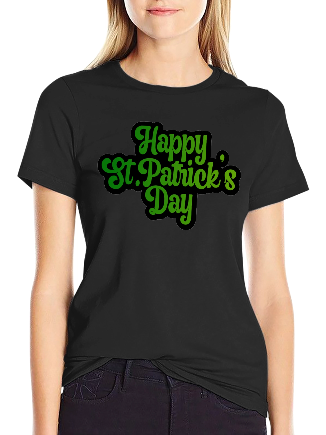 Happy St. Patricks Day Black T-Shirt