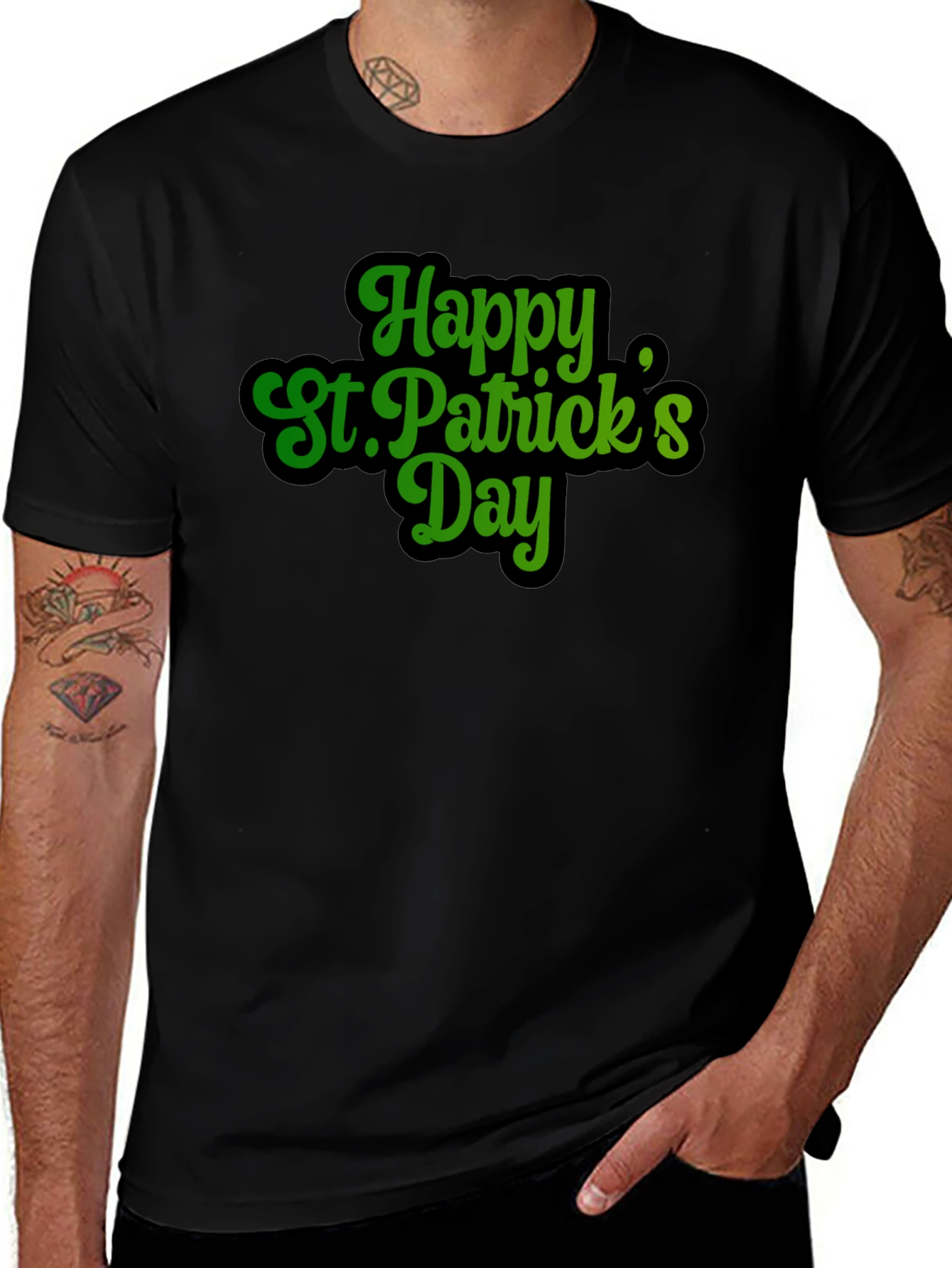 Happy St. Patricks Day Black T-Shirt