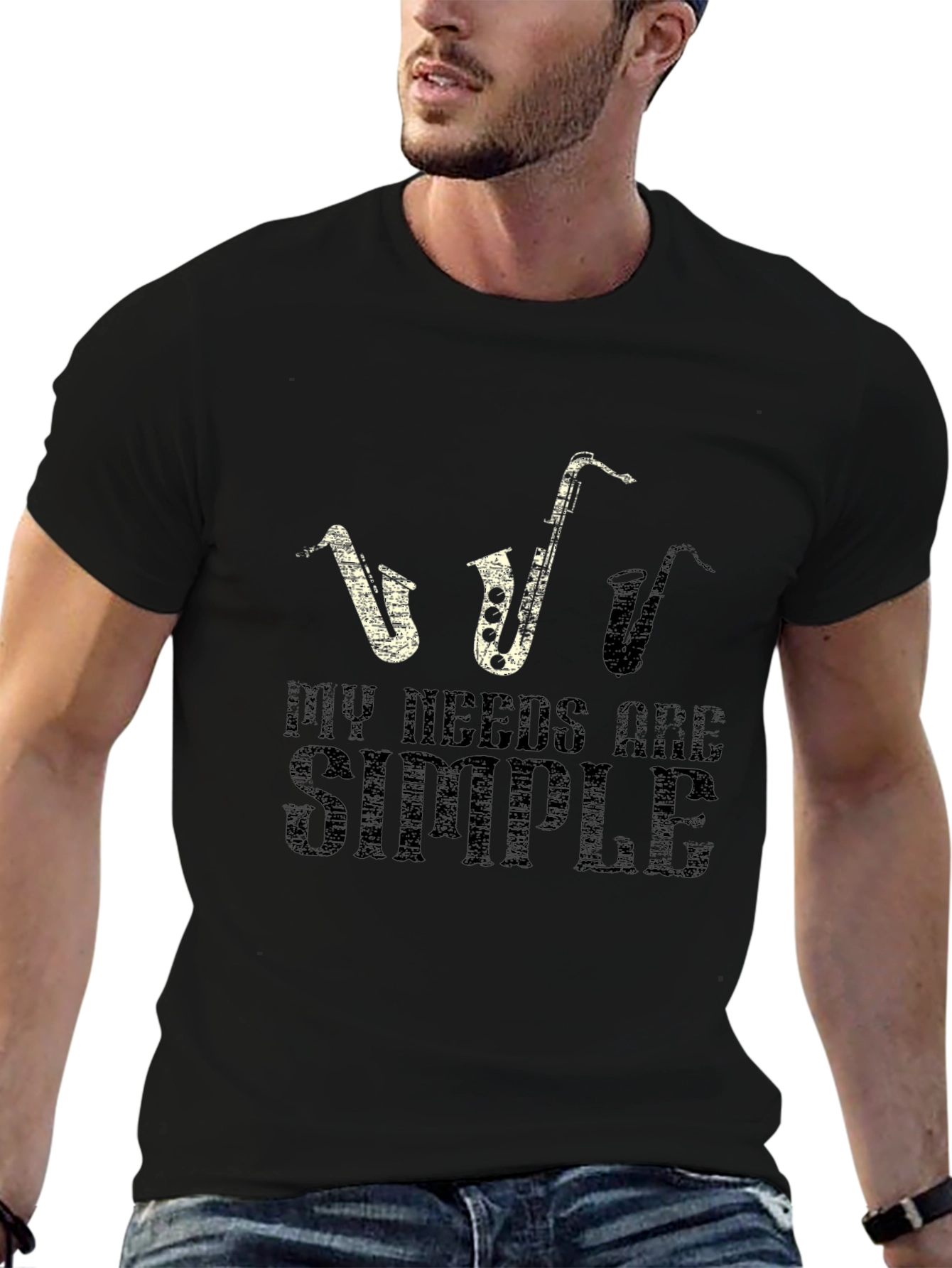 Saxophone Lover T-Shirt: My Needs Are Simple - Black