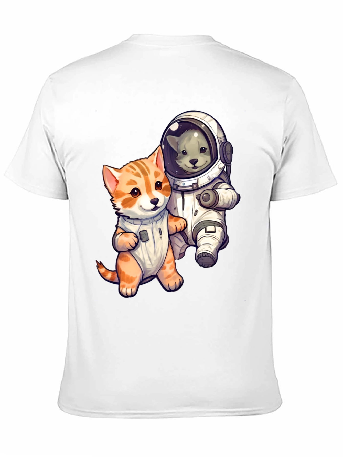 Cute Cats in Space Black T-Shirt